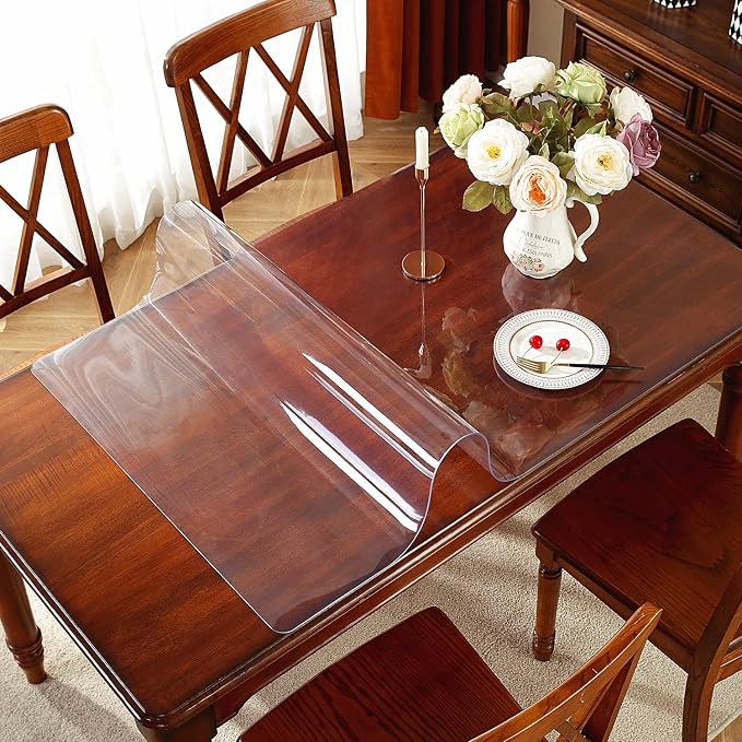 OstepDecor Clear Table Cover Protector 24 x 60 Inch, 1.5mm Thick Plastic Table - Image 2