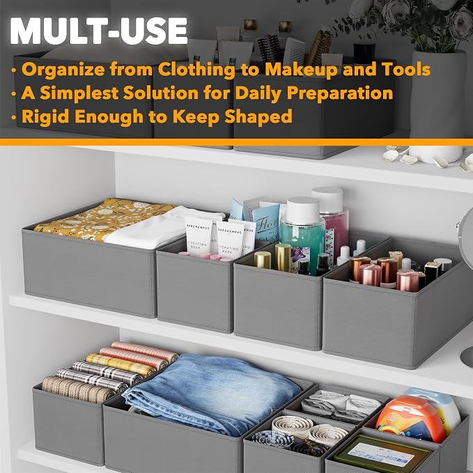 SpaceAid Drawer Organizer Clothes, 12 Pack Dresser Organizer Bins - Image 4