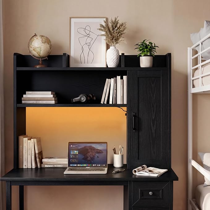 Desktop Storage Shelf, 37.4" Computer Desk Organizer 3-Tier Wood Desktop - Image 7