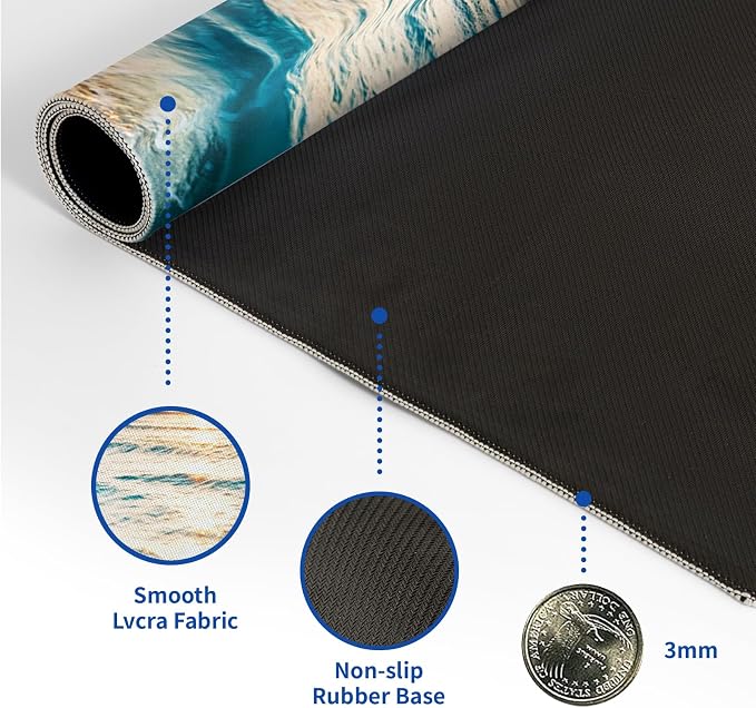 Sunrise Beach Mouse Pad Abstract Sea Mouse Pad 31.5x11.8 Inch Japanese Texture - Image 6