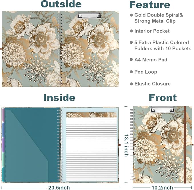 Hongri Clipboard Folio with Refillable Lined Notepad, 8.5 x 11 Folders with - Image 3
