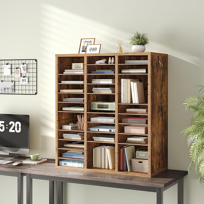 HOOBRO Literature Organizer, 36Compartments Wooden Mail Organizer, Countertop - Image 8