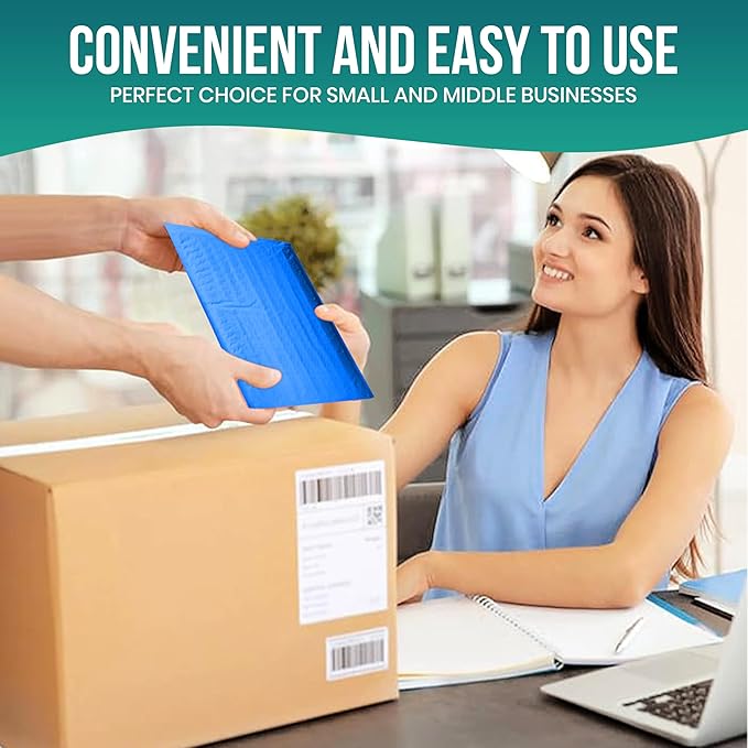 Levex - #000 4" x 8" [5 Pack] Blue Poly Bubble Mailers, Padded Envelope Mailers, Packing Envelope & Mailing Bags for Shipping-DeskLoop Office