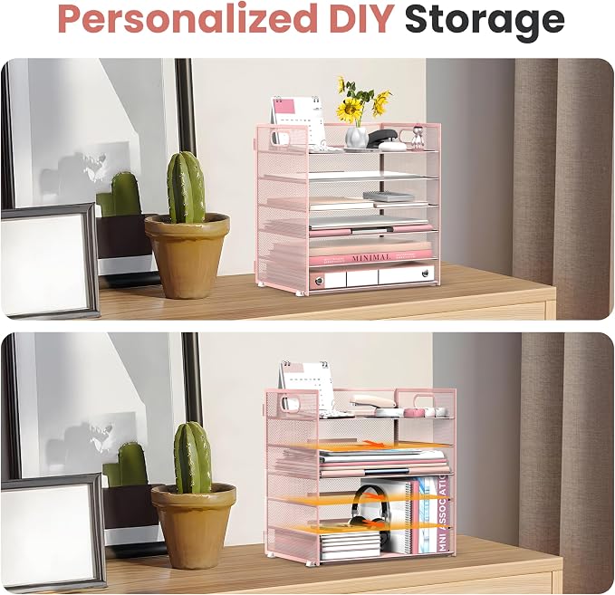 Daltack 6 Tier Paper Organizer for Desk, Paper Letter Tray Organizer for Desks - Image 2