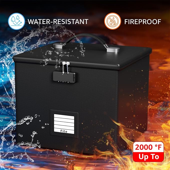 2 Pack Fireproof Document Box File Organizer - Image 2