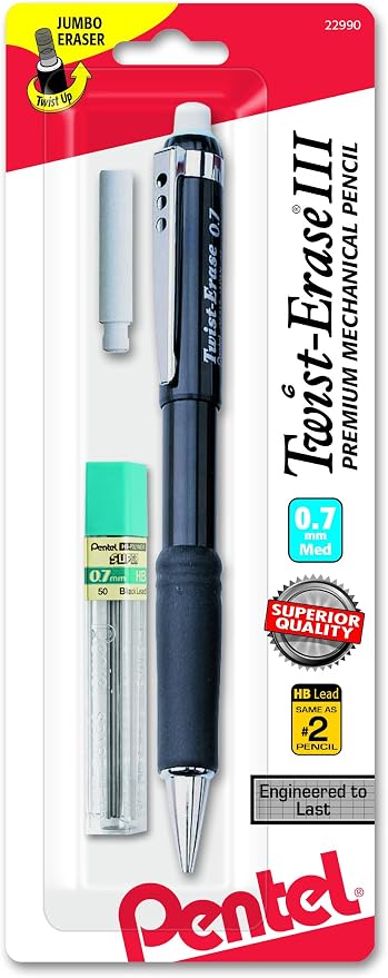 Pentel Twist-Erase III Mechanical Pencil, Medium Line, by PentelofAmerica