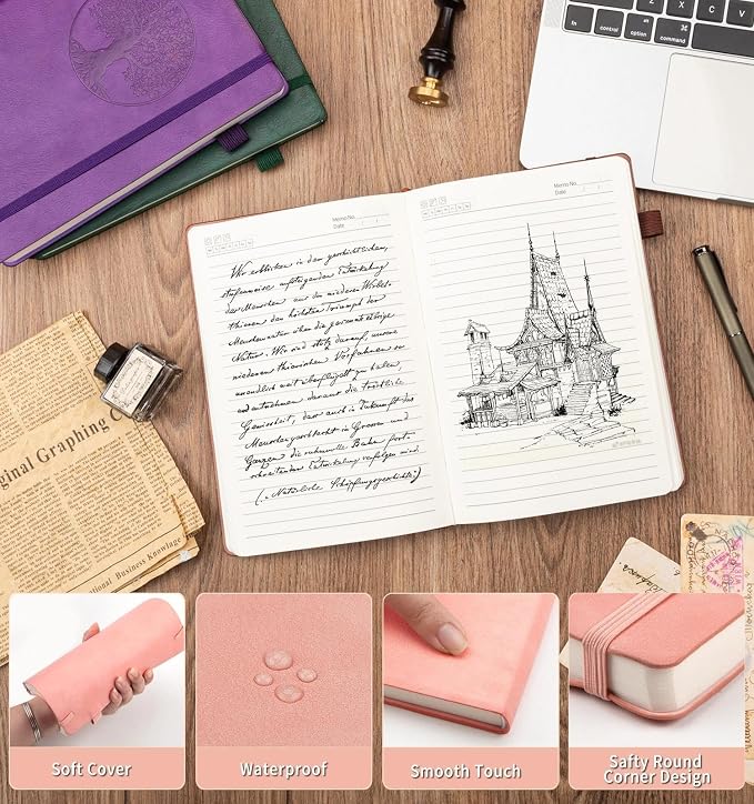Lined Journal Notebook, A5 Leather Vintage Journals - Image 4