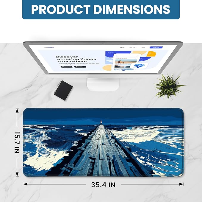 Aesthetic Desk Mat, Cute Coastal Pier Desk Pad Protector - Image 2