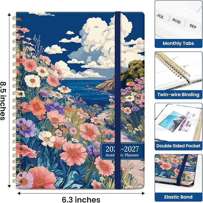 Planner 2026–2027, Academic Monthly Weekly Spiral Calendar, July 2026 – June - Image 4