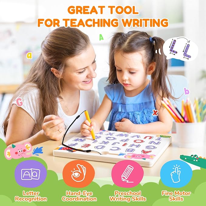 JoyCat Magnetic Animal Letter Tracing Board, Double-Sided ABC Magnets - Image 6
