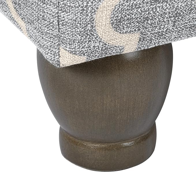 Home Decor | Upholstered MediumRectangular Storage Ottoman | Hinged Lid Ottoman with Storage for Living Room & Bedroom,Gray Geometric-DeskLoop Office