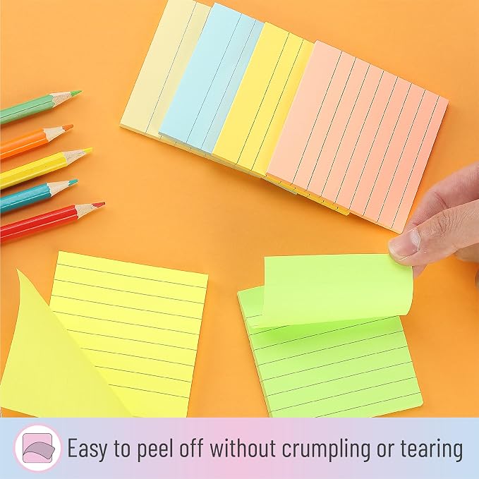 Mr. Pen- Lined Sticky Notes, 6 Pads, 45 Sheets/Pad, Pastel Color | Sticky Notes - Image 4