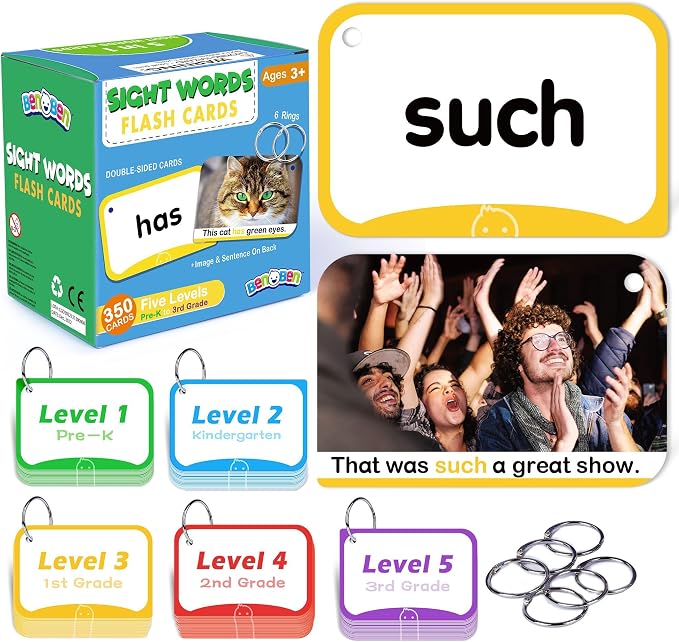 BenBen Sight Words Flash Cards, 350 Dolch & Fry High Frequency Site Words and by WelcometoBenBen
