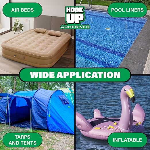 HOOK UP 8 OZ Adhesives, Premium Waterproof Vinyl Cement Glue for Pool Repairs & Inflatable Items Fast-Drying, Strong Bonding Adhesive Ideal for Vinyl, PVC, Upholstery, Tarps, Hot Tubs, Air Mattresses-DeskLoop Office