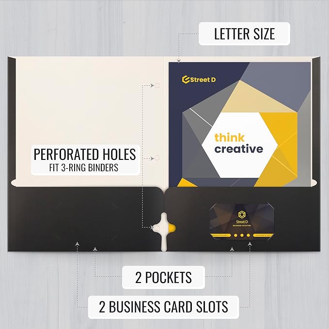Better Office Products Two Pocket Portfolio Folders, Letter Size Paper Folders - Image 2