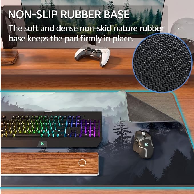 KTRIO Large Gaming Mouse Pad, Desk Mat, 31.5 x 15.7 in, Cloud Forest, XXL | - Image 4
