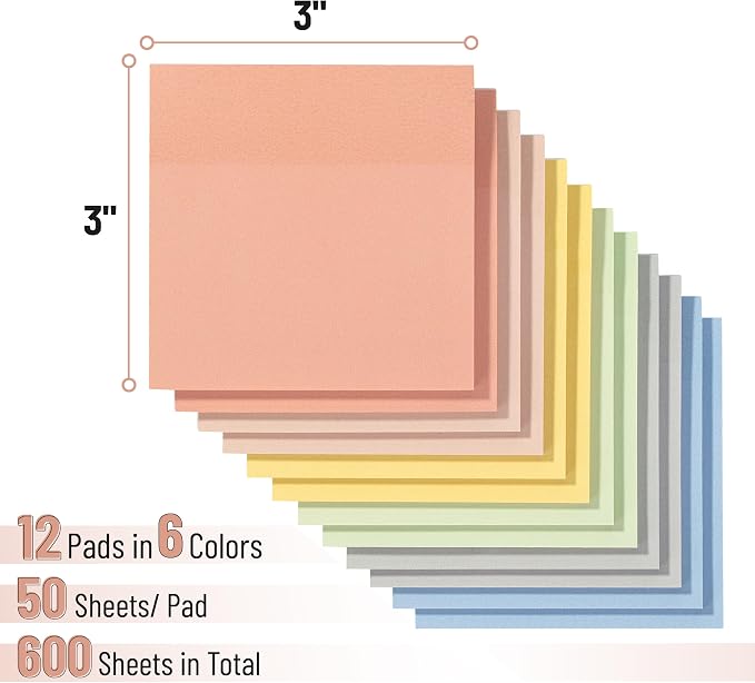 Mr. Pen- Sticky Notes, 12 Pads, 600 Sheets, Colorful | Sticky Notes Bulk - Image 2