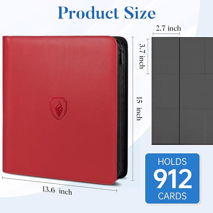 Premium Zip Card Binder 12 Pocket, Fabmaker 912 Pockets Trading Card Binder - Image 3