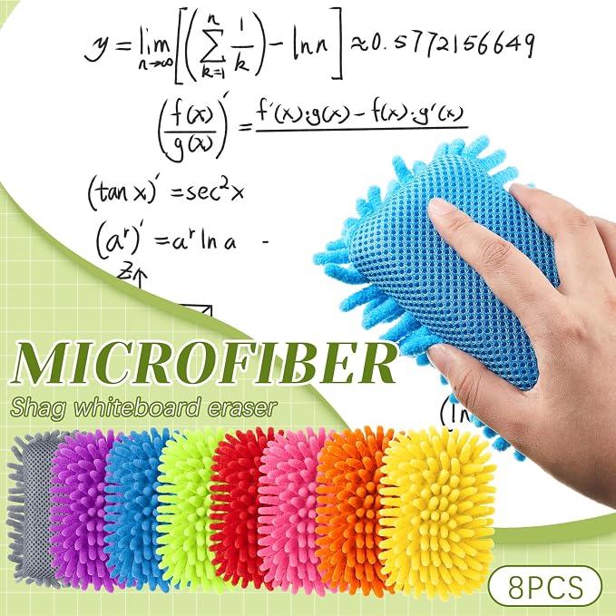Zonon 8 Pieces Dry Erase Eraser Microfiber Shag Washable Whiteboard Eraser - Image 6