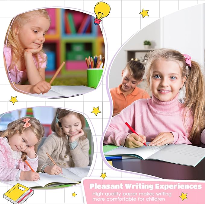Henoyso 12 Pcs Primary Composition Notebook K-2 9 3/4 x 7 1/2 Inch Primary Journal, Back to School Supplies, Bulk Blank Writing Book for Kid to Write Draw Journal 60 Page Notebooks (Soft Color)-DeskLoop Office
