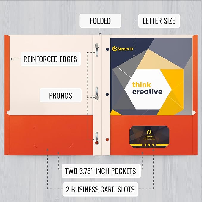 Better Office Products Orange Paper 2 Pocket Folders - Image 3