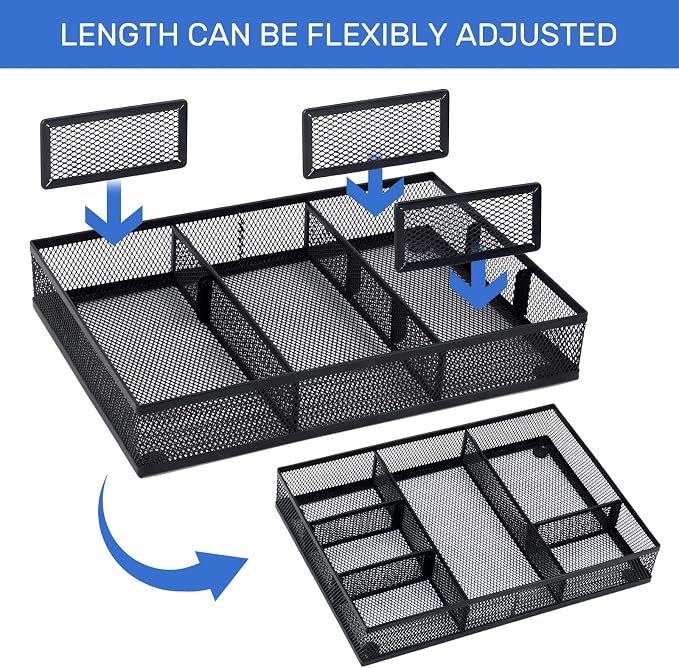Neudeco Desk Drawer Organizer, 4 Pack Metal Mesh, Pen Organizer, Office - Image 3