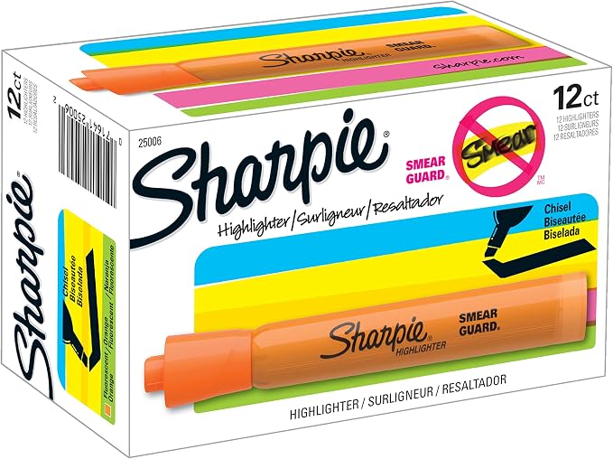 Sharpie Tank Style Highlighters, Chisel Tip, Fluorescent Orange, Box of 12 by Unknown
