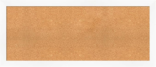 Amanti Art Natural Cork Board for Wall, 21x49 Vision Board with White Frame, Oversize Corkboard Office Decor for Home Organization, Modern Corkboard Pinboard to Display Items for Home Organization in-DeskLoop Office