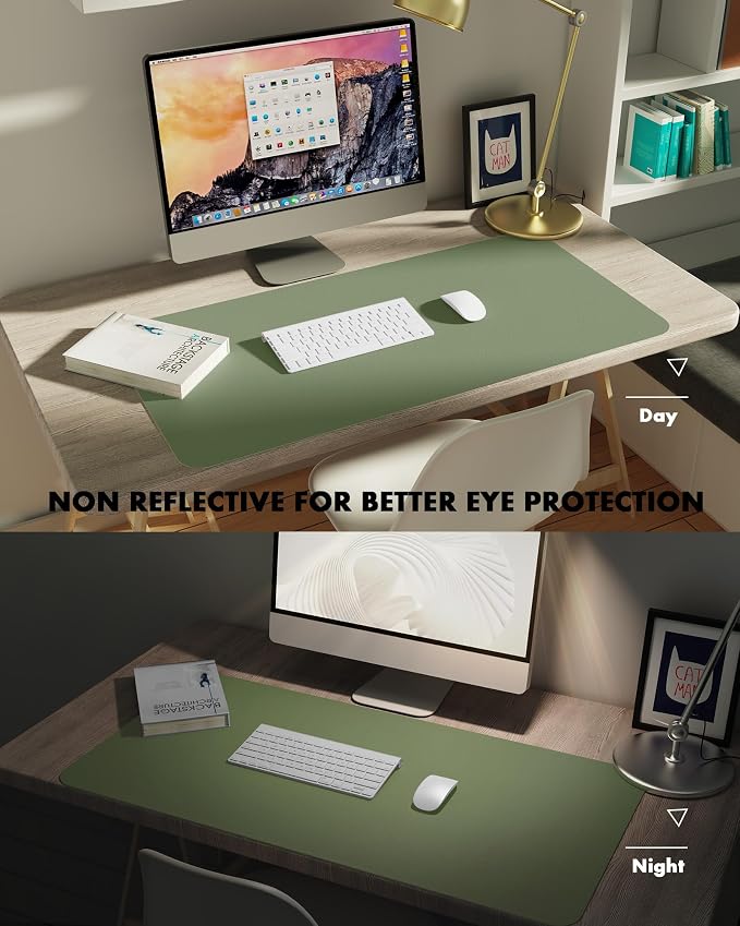 YSAGi Double-Sided Desk Pad, 23.6"x13.7"Leather Desk Mat, Eco Cork Desk Pad - Image 4
