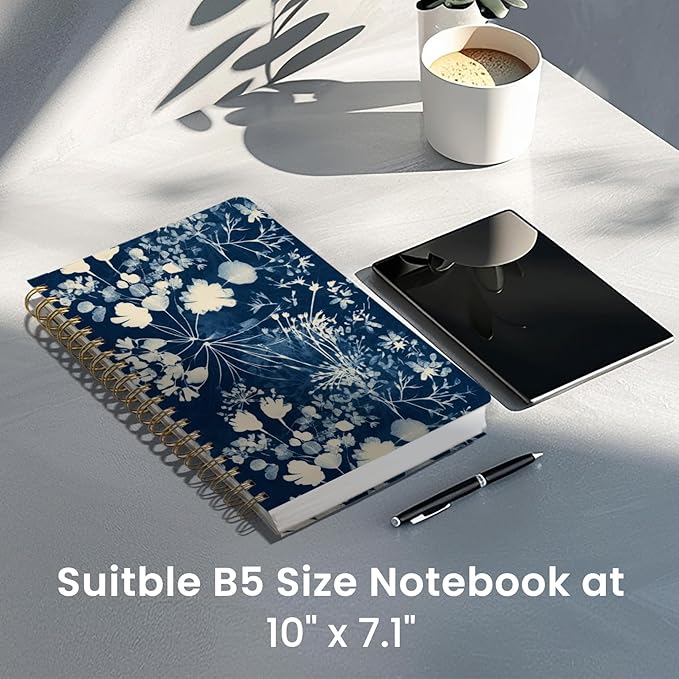 Lined Spiral Notebook Journal for Work, 300 Pages Thick B5 (7.1"x10") College Ruled Journal for Women & Writing, Hardcover Notebook for Note Taking, Perfect for Office Home School, Rustic Bloom-DeskLoop Office