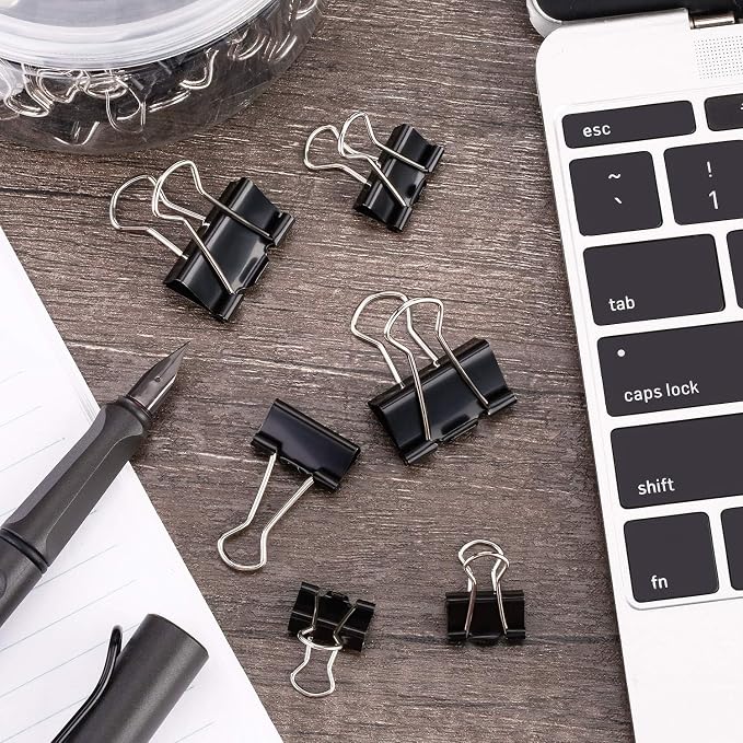 TecUnite 150 Pcs Binder Clips Assorted Sizes Black Paper Clamps Clips Large - Image 4