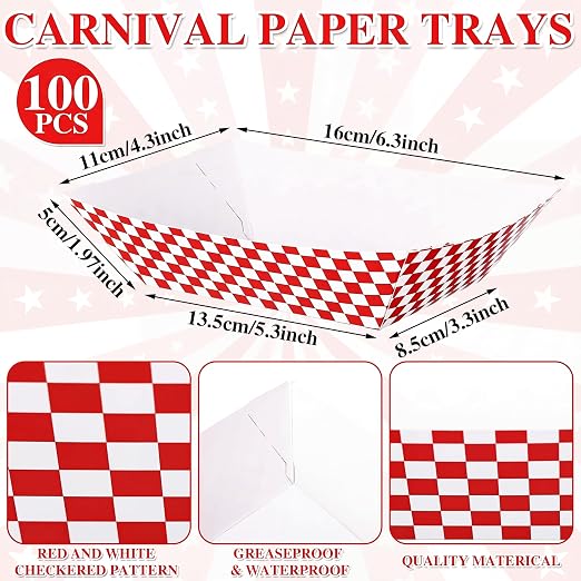 Geosar 200 Pcs Gingham Party Supply Disposable Paper Food Tray Bulk Disposable - Image 2