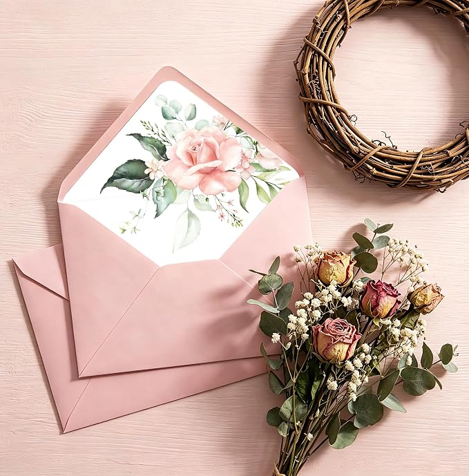 50 Pcs Pink Envelopes Floral Pattern 5x7 Envelopes - Image 6