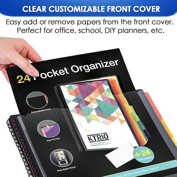 KTRIO 24 Pocket Project Organizer, Letter Size Spiral Binder, Letter Size Fit - Image 3