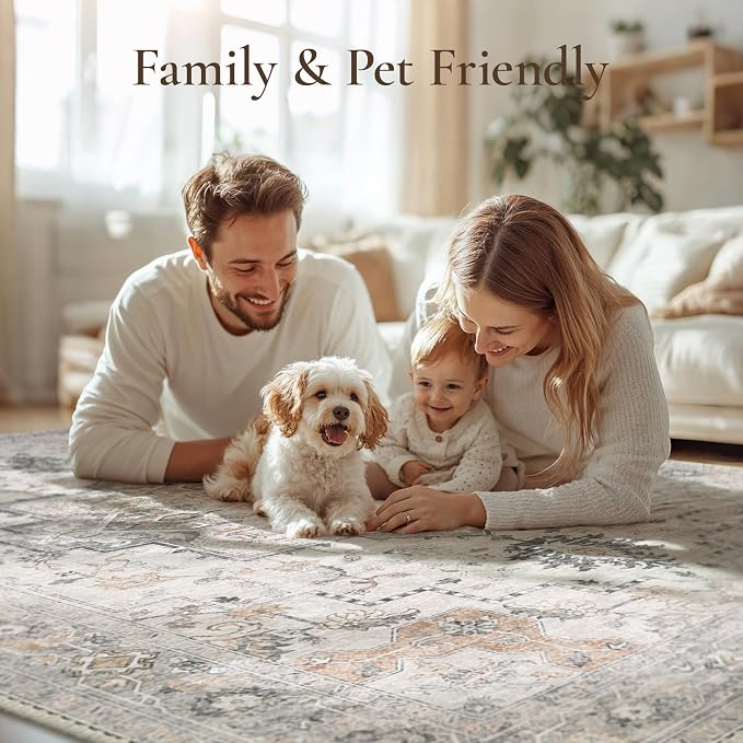 GENIMO 29"x17" Area Rugs for Living Room, Machine Washable Non Slip Vintage Rugs - Image 3