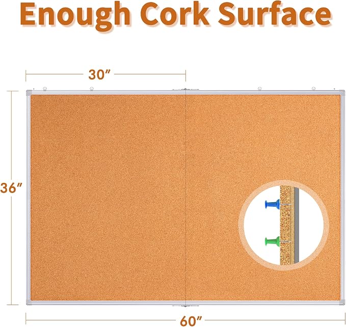 maxtek Large Cork Board 60 x 36 in, Bulletin Board - Image 2