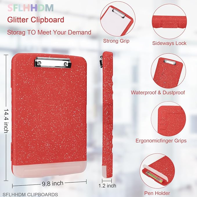 Glitter Clipboard with Storage, Storage Clipboard with Pen Holder, A4 Binder - Image 2