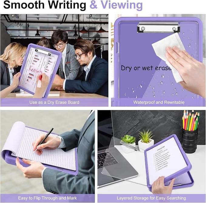 Meiikun Clipboard with Storage, Clip Boards 8.5x11 with Dual Storage, Plastic - Image 4