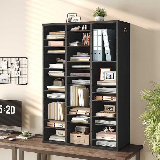 HOOBRO Literature Organizer, 48 Compartments Wooden Mail Organizer, Countertop - Image 6
