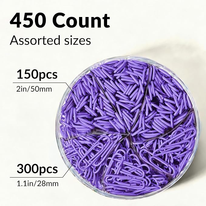 NEEWAY 450pcs Paper Clips Assorted Sizes, Small and Large Paper Clips, Coated - Image 3
