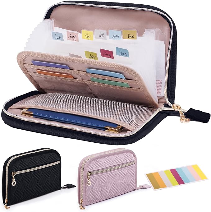 Receipt Organizer with 12 Pockets 8x5.5 Small Receipt Holder Organizer by FRECOLSH