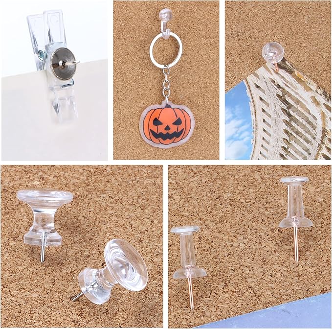 Clear Push Pins Set, 5 Styles 125-count Thumb Tacks Map Pins, Steel Point and - Image 6