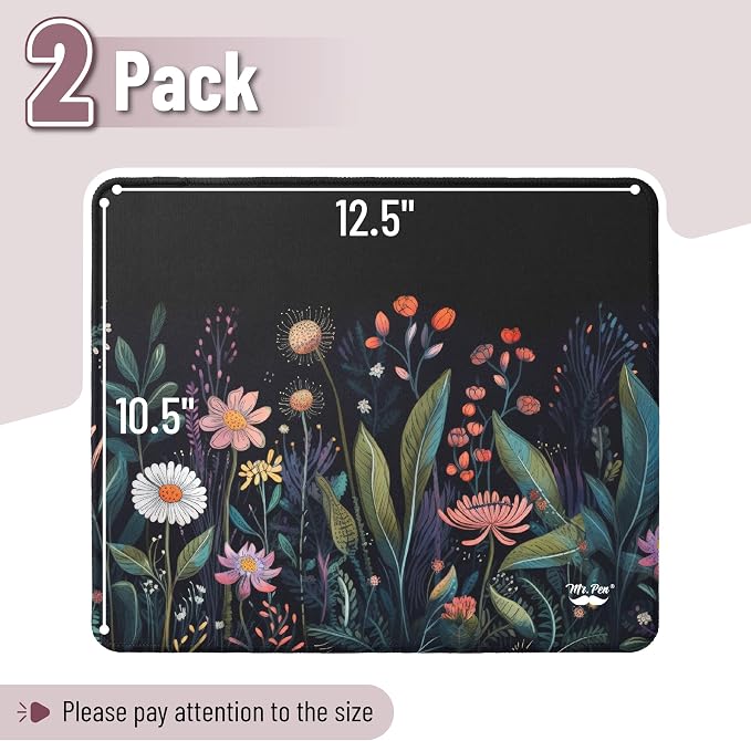 Mr. Pen- Mouse Pad, 12.5"x 10.5", 2 Pack, Garden Flowers | Laptop and Computer - Image 2