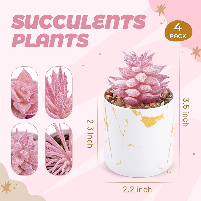 Der Rose Set of 4 Succulents Plants Artificial - Image 3