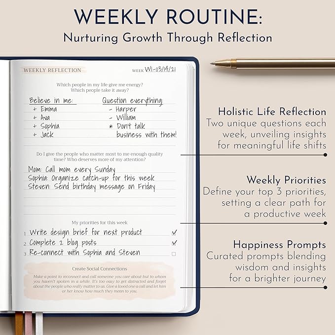 RYVE Daily Journal for Women: 6-Month Guided Gratitude Journal for Women with Prompts - Affirmation, Gratitude, Mindfulness, Self Help & Reflection, Gratitude Journal Notebook, Self Care Journal-DeskLoop Office