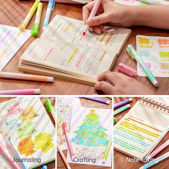 Glitter Highlighters, Shuttle Art 10 Sparkle Colors Chisel Tip Fluorescent Markers, Quick-Dry Non-Toxic Aesthetic Shimmer Highlighter Pens for Kids Teens Adults, Perfect for School Office Art Supplies-DeskLoop Office