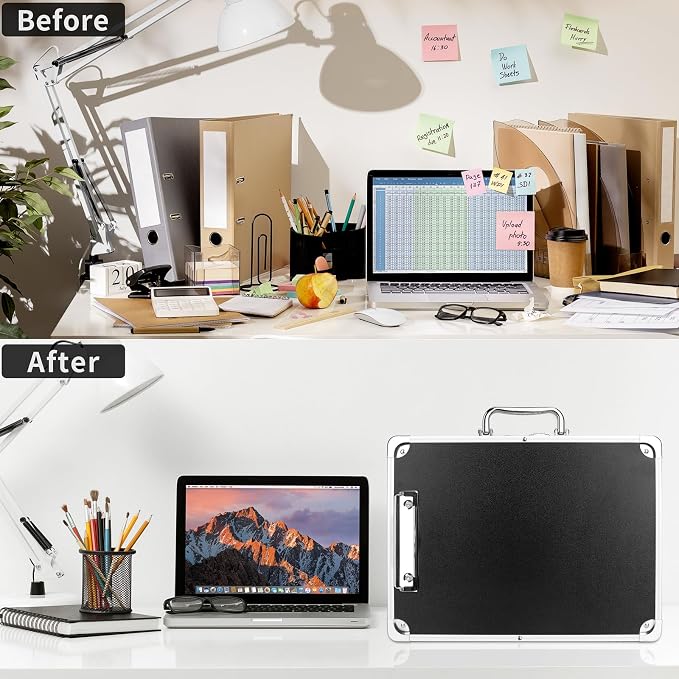 Clipboard with Storage Combination Lock Briefcase with Accordion File Folder - Image 7