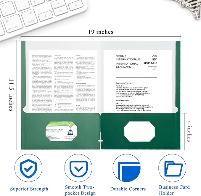 Zzrywuty File folders with Pockets, 50 Pack Paper Folders with Card Slot - Image 2
