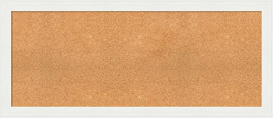 Amanti Art Natural Cork Board for Wall, 21x49 Vision Board with White Frame, Oversize Corkboard Office Decor for Home Organization, Casual Corkboard Pinboard to Display Items for Home Organization in-DeskLoop Office