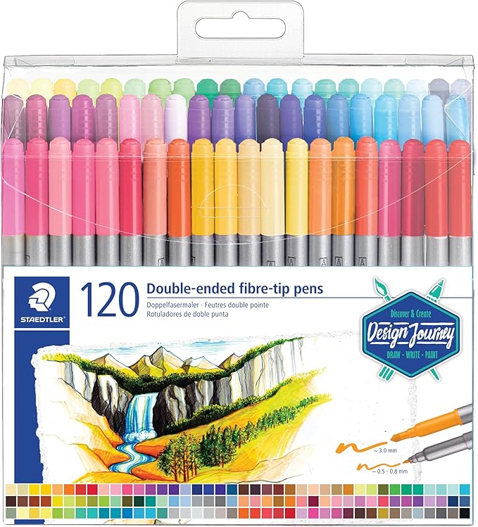 Staedtler Double-Ended Fiber-Tip Pens, Non-Permanent Ink, Fine & Bold Writing - Image 2